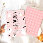 Ein kleiner Boo ist fast gerade wegen Halloween-Ki Einladung<br><div class="desc">Ein kleiner Boo ist fast fällig! Niedlich pastellrosa Halloween Baby Dusche Einladung. Das moderne Design besticht durch eine hübsche,  weiche,  rosa Textur mit kleinen Gespenstern,  Fledermäusen,  Blätter und Kürbisillustrationen. Personalisieren Sie Ihre Daten.</div>