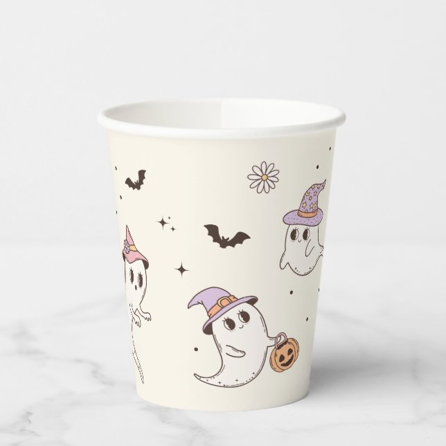 Ein kleiner Boo ist fast gerade wegen Halloween-Ki Pappbecher (Links)