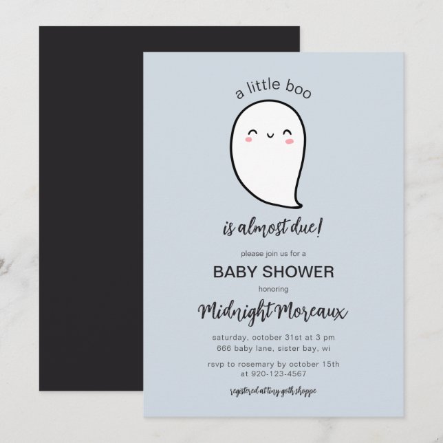 Ein kleiner Boo ist fast zu Halloween Babydusche I Einladung (Vorne/Hinten)