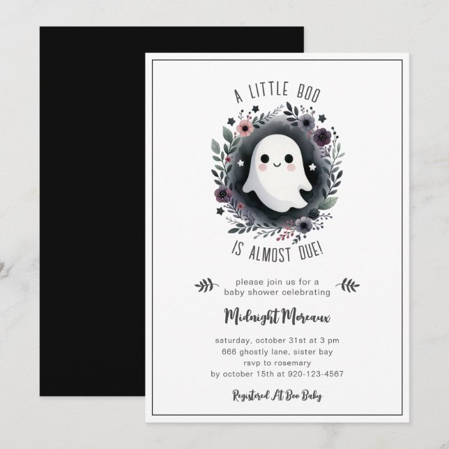 Ein kleiner Boo ist fast zu Halloween-Kinderdusche Einladung (Vorne/Hinten)