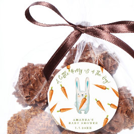 Ein kleiner Bunny ist unterwegs! Babyparty Runder Aufkleber