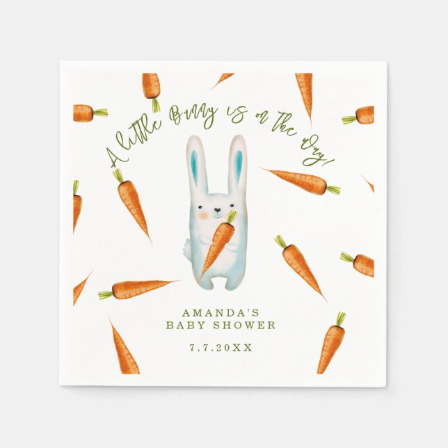 Ein kleiner Bunny ist unterwegs! Babyparty Serviette (Vorderseite)