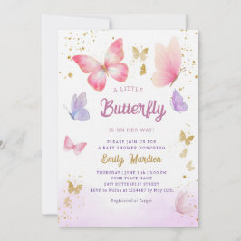 Ein kleiner Butterfly niedlich Boho pink Girl Baby Einladung