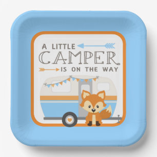 Ein kleiner Camper RV Camper Baby Shower Blau Pappteller