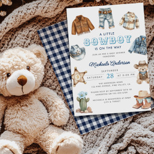 Ein kleiner Cowboy auf dem Weg Aquarell-Baby-Party Einladung