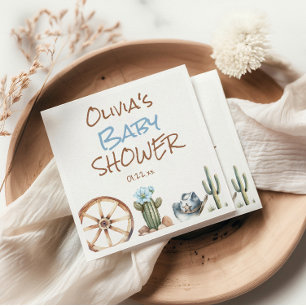 Ein kleiner Cowboy Blue Brown West Baby Boy Dusche Serviette