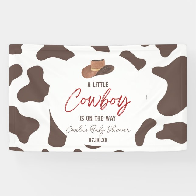 Ein kleiner Cowboy Cow Boy Rodeo Western Babydusch Banner (Horizontal)