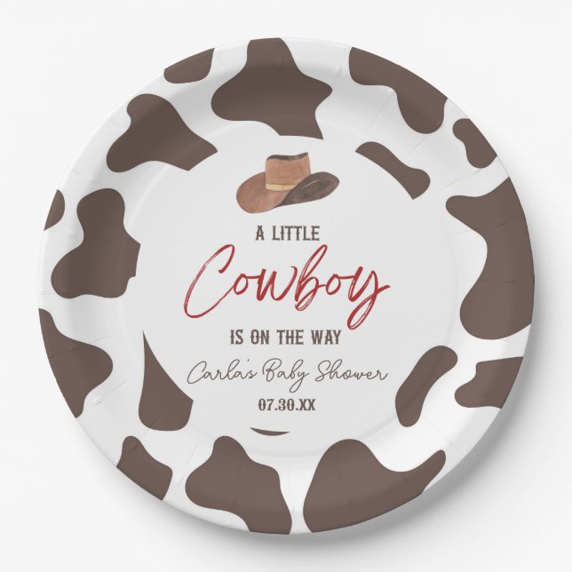 Ein kleiner Cowboy Cow Boy Rodeo Western Babydusch Pappteller (Vorderseite)