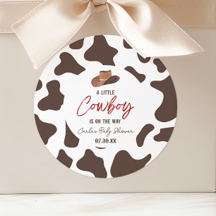 Ein kleiner Cowboy Cow Boy Rodeo Western Babydusch Runder Aufkleber