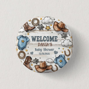 Ein kleiner Cowboy ist auf dem Weg Baby Duschknopf Button