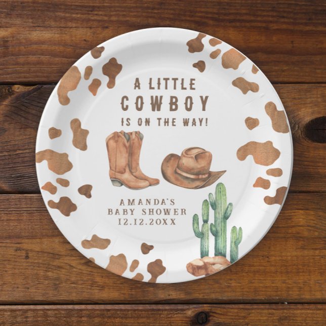 Ein kleiner Cowboy ist auf dem Weg Babydusche Pappteller (Von Creator hochgeladen)