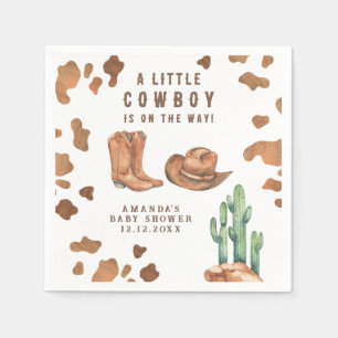 Ein kleiner Cowboy ist auf dem Weg Babydusche Serviette