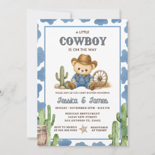 Ein kleiner Cowboy ist auf dem Weg Blue Baby-Party Einladung