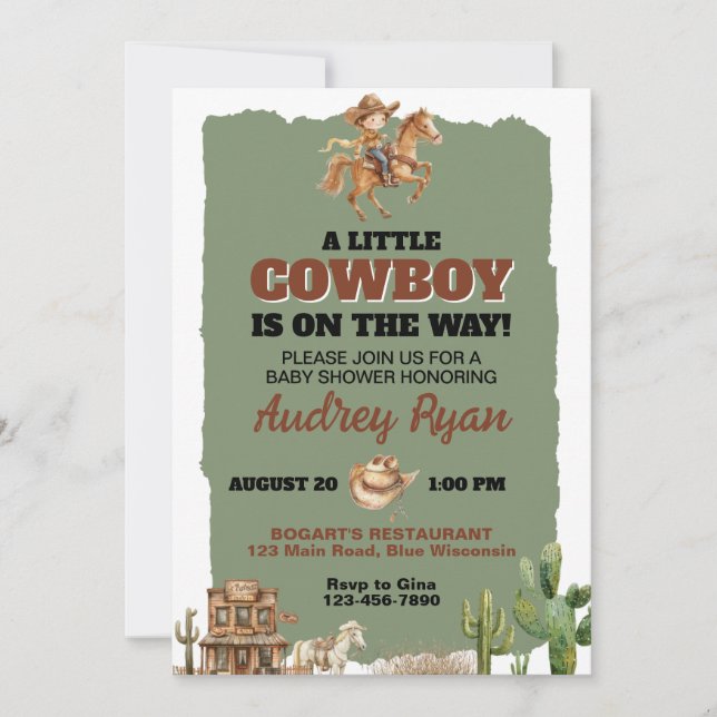 Ein kleiner Cowboy ist auf dem Weg, den der Wester Einladung (Vorderseite)