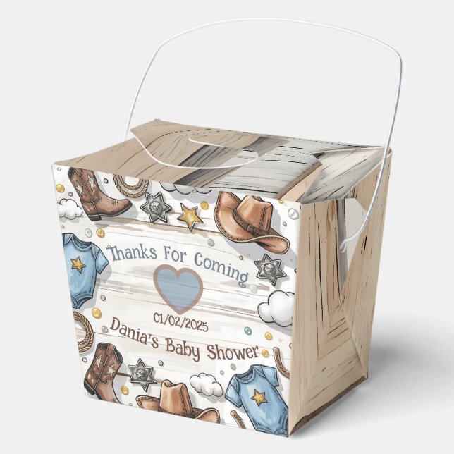 Ein kleiner Cowboy ist auf dem Weg Western Babydus Geschenkschachtel (Vorderseite)