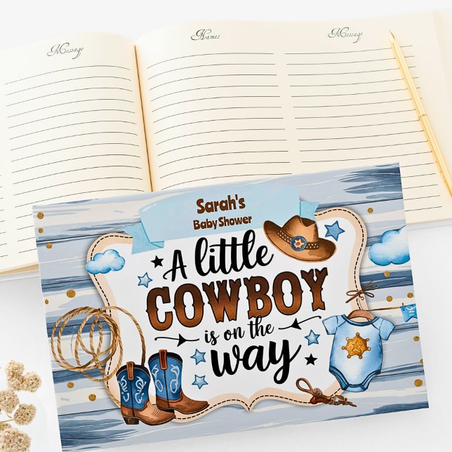 Ein kleiner Cowboy ist auf der Way Baby Dusche Gästebuch (A Little Cowboy is on the Way Guest Book)