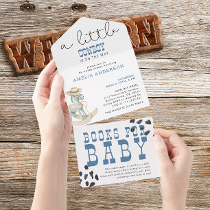 Ein kleiner Cowboy ist im Weg Western Babydusche All In One Einladung
