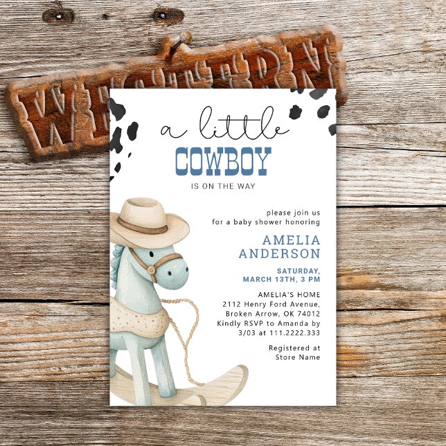 Ein kleiner Cowboy ist unterwegs mit Baby-Dusche Einladung (Von Creator hochgeladen)