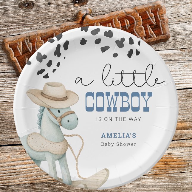 Ein kleiner Cowboy ist unterwegs mit Baby-Dusche Pappteller (Von Creator hochgeladen)