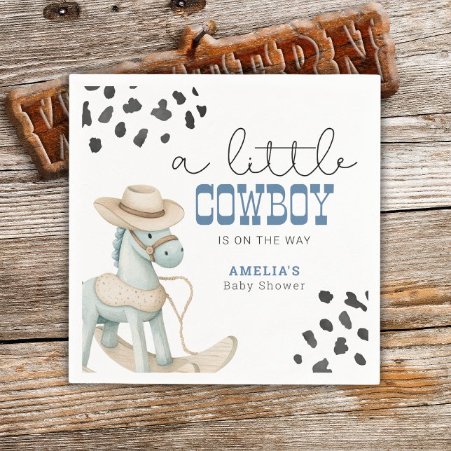 Ein kleiner Cowboy ist unterwegs mit Baby-Dusche Serviette (Von Creator hochgeladen)
