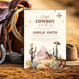 Ein kleiner Cowboy Western Boy Brown Babydusche Einladung