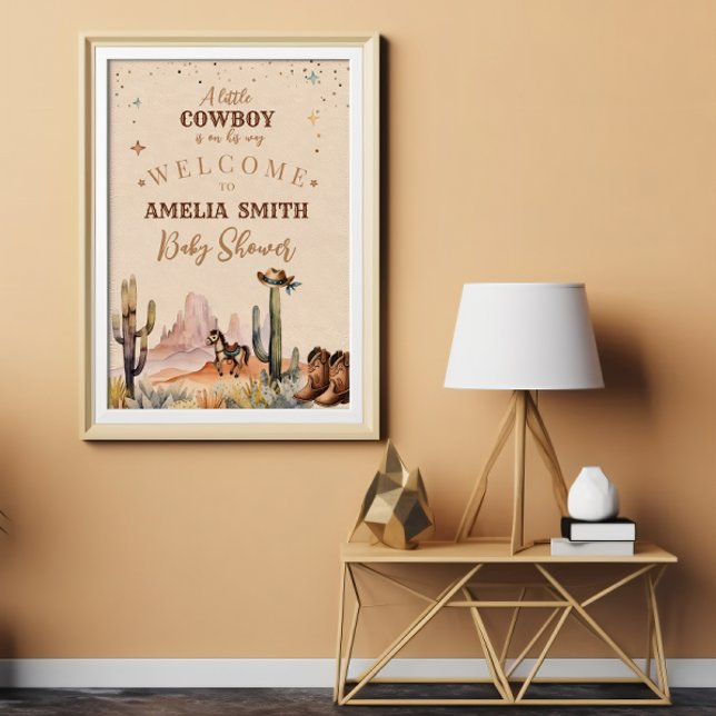 Ein kleiner Cowboy Wild West Boy Brown Babydusche Poster (Von Creator hochgeladen)