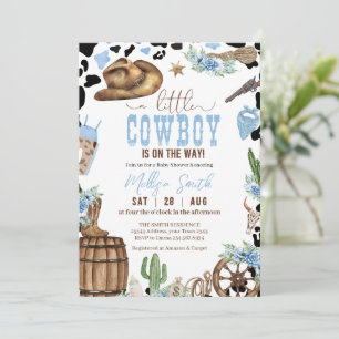 Ein kleiner Cowboy Wild Western Junge Blau Baby-Pa Einladung