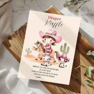 Ein kleiner Cowgirl Western Rodeo Diapper Raffle Begleitkarte