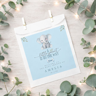 Ein kleiner Erdnuss-Elefant auf dem Weg zur Babypa Geschenktütchen
