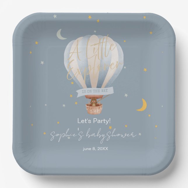 Ein kleiner Explorer Heißluftballon Custom Pappteller (Vorderseite)