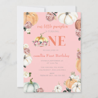 Ein kleiner Fall Pumpkins Wasserfarbe Mädchen 1. G Einladung