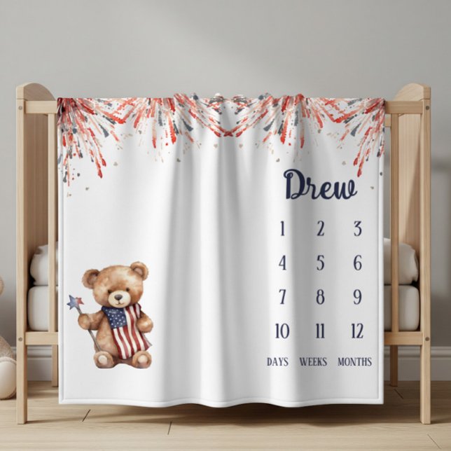 Ein kleiner Firecracker Teddy Bear Baby Milestone Fleecedecke (Von Creator hochgeladen)