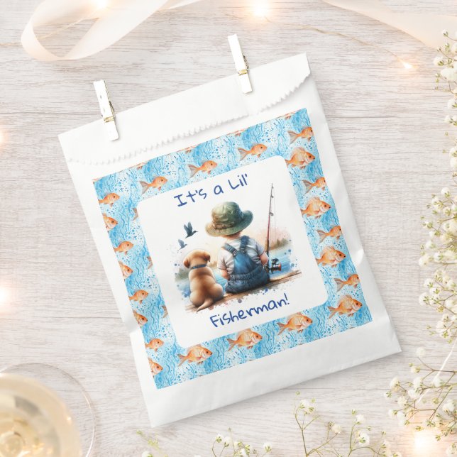 Ein kleiner Fisherman | Babydusche für niedliche J Geschenktütchen (Ausgeschnitten)
