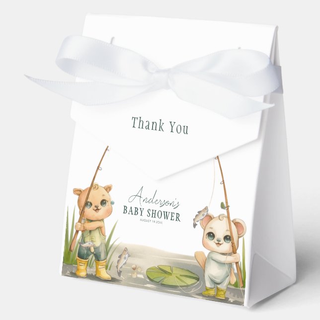 Ein kleiner Fisherman taucht in der Joy Baby Dusch Geschenkschachtel (Vorderseite)