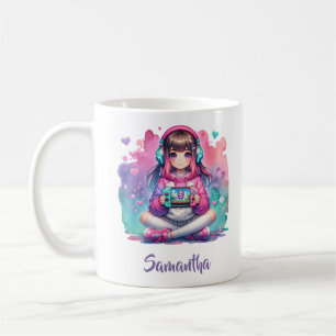 Ein kleiner Gamer, der Videospiel spielt Kaffeetasse