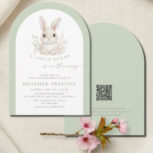 Ein kleiner Hase Elegantes Salbeigrün Bogen-Baby-S Einladung