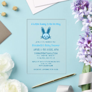 Ein kleiner Hase ist auf dem Weg Baby Shower Acryleinladungen