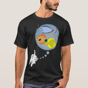 Ein kleiner Hund denkt an drei große Tiere Kinder T-Shirt