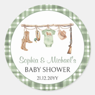 Ein kleiner Jäger-Baby-Shower-Cupcake-Toppper Runder Aufkleber