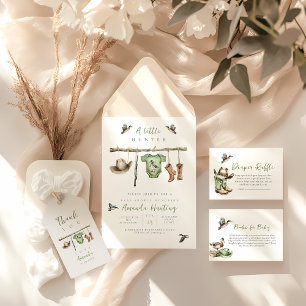 Ein kleiner Jäger ist unterwegs mit einer Babydusc Einladung