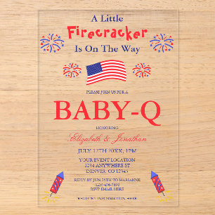Ein kleiner Knaller kommt Baby-Q Acryleinladungen