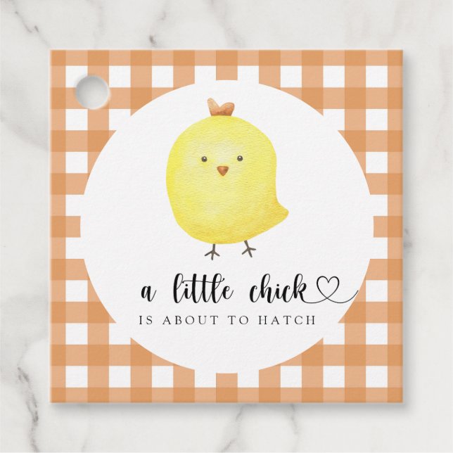 Ein kleiner Küken wird bald Babydusche schlüpfen Geschenkanhänger (Vorderseite)