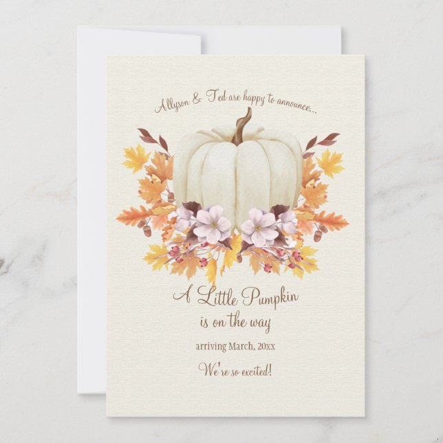 Ein kleiner Kürbis auf die Ankündigung der Schwang (Vorderseite)