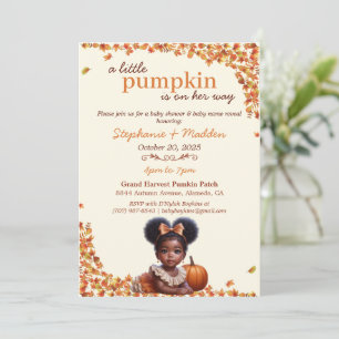 Ein kleiner Kürbis-Baby-Mädchen-Afro-Puff & Herbst Einladung