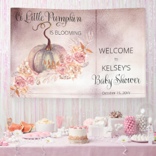 Ein kleiner Kürbis blüht die rosa Babydusche Banner