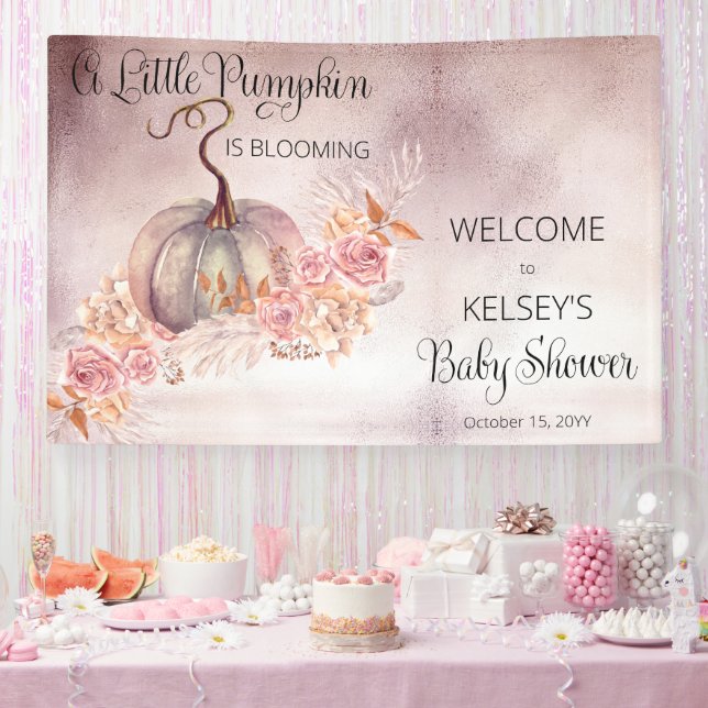 Ein kleiner Kürbis blüht die rosa Babydusche Banner (Party)