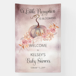 Ein kleiner Kürbis blüht die rosa Babydusche Banner