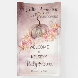 Ein kleiner Kürbis blüht die rosa Babydusche Banner