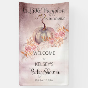Ein kleiner Kürbis blüht die rosa Babydusche Banner