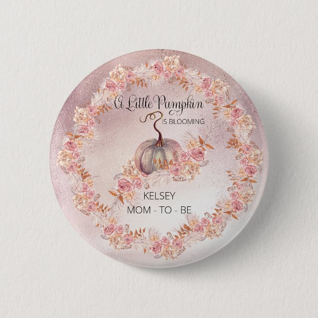 Ein kleiner Kürbis blüht die rosa Babydusche Button (Vorderseite)